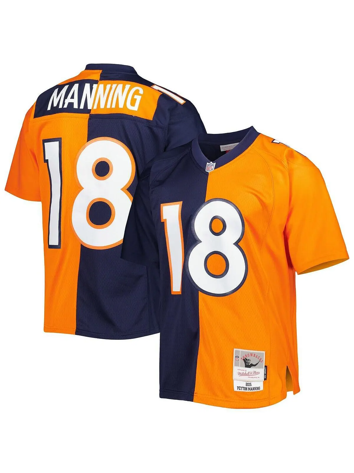 Мужская футболка peyton manning navy, orange denver broncos 2015 split legacy, копия джерси — изображение 1 из 4