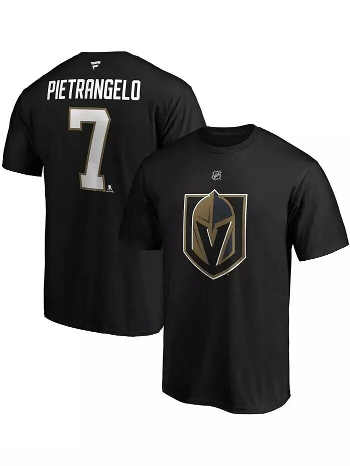 Мужская черная футболка с именем и номером Alex Pietrangelo Vegas Golden Knights Fanatics — изображение 1 из 3