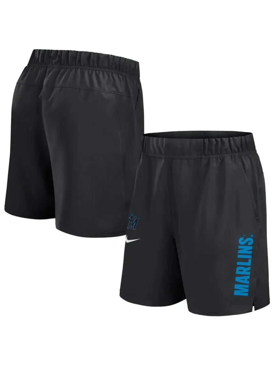 Nike Мужские черные тканые спортивные шорты Miami Marlins Victory Performance Shorts — изображение 1 из 3, черный