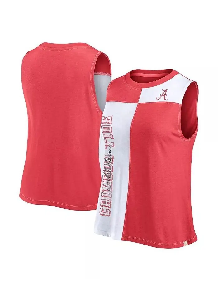 Женская майка-топ с высоким воротом цвета малиновый/белый Alabama Crimson Tide Colorblock Fanatics — изображение 1 из 3