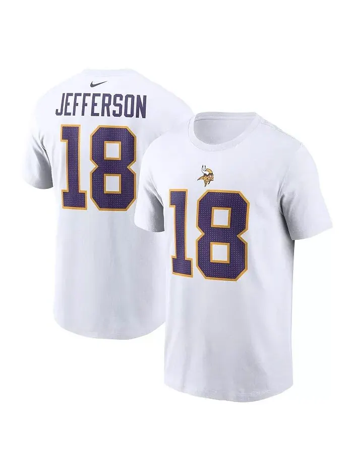 Мужская футболка с именем Джастина Джефферсона Уайта из Minnesota Vikings Nike — изображение 1 из 3