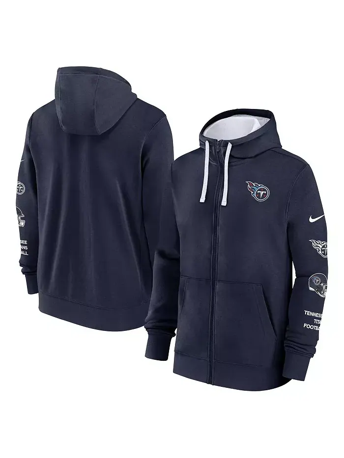 Мужская синяя толстовка с молнией Tennessee Titans Club Nike — изображение 1 из 3