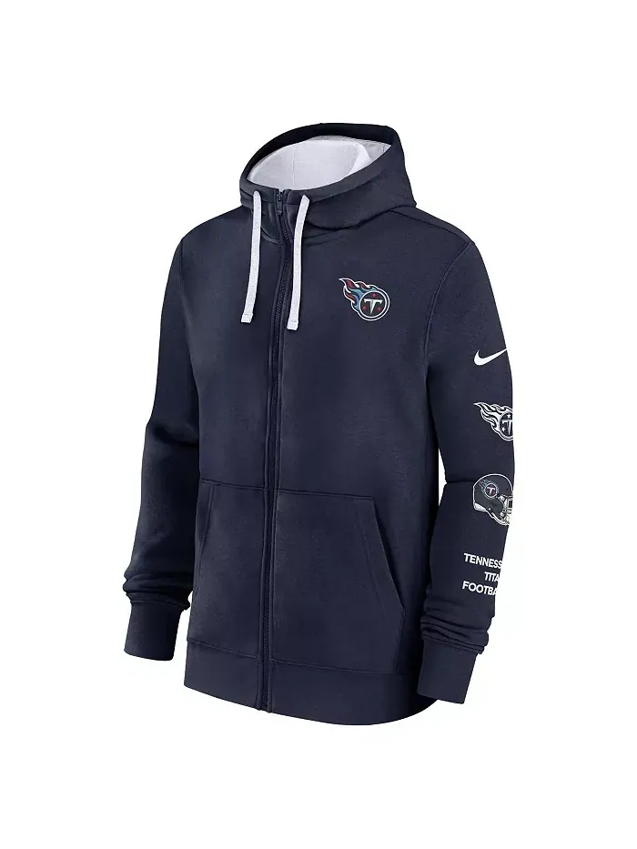 Мужская синяя толстовка с молнией Tennessee Titans Club Nike — изображение 2 из 3