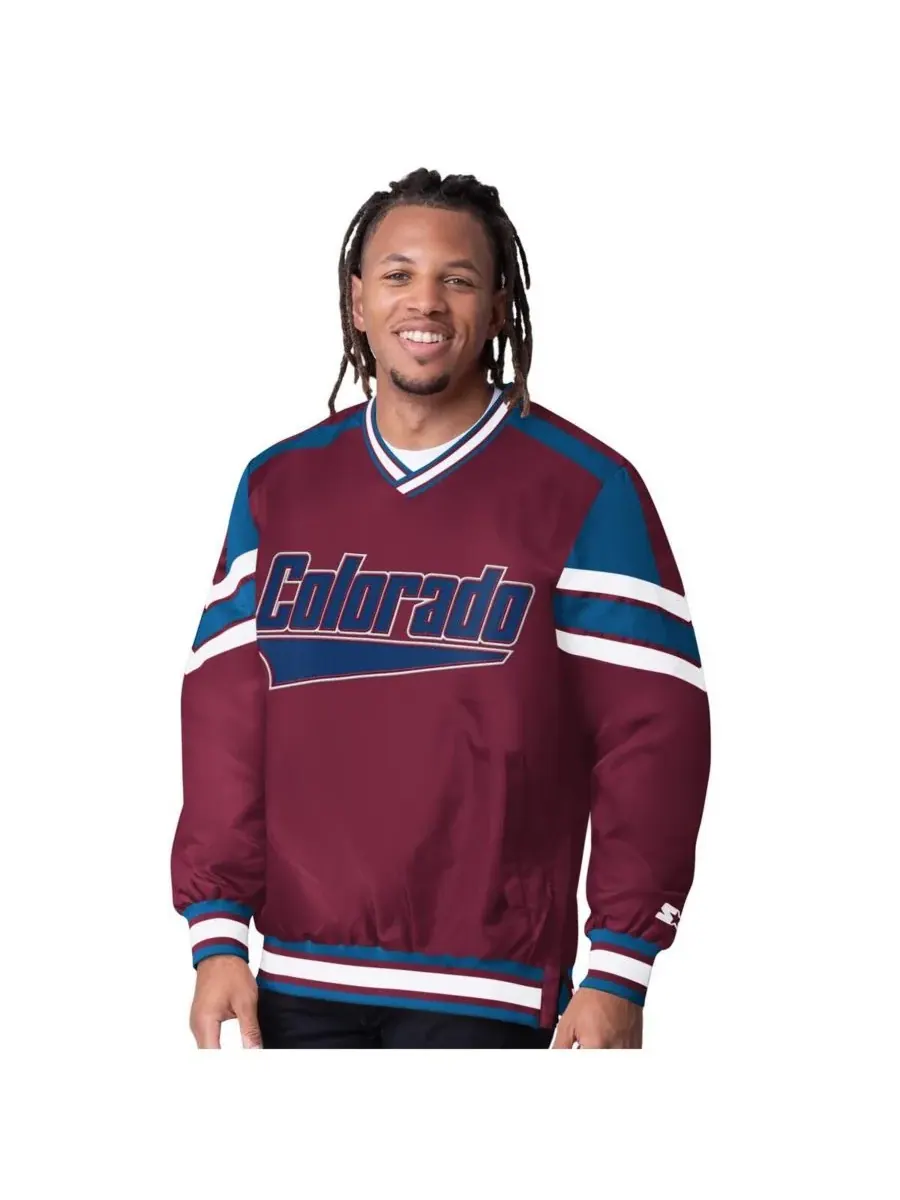 Starter Мужская бордовая куртка-пуловер Colorado Avalanche Reliever с V-образным вырезом — изображение 1 из 2, бордовый