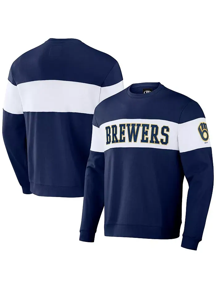 Мужской полосатый свитшот Darius Rucker Collection by Navy Milwaukee Brewers Fanatics — изображение 1 из 3