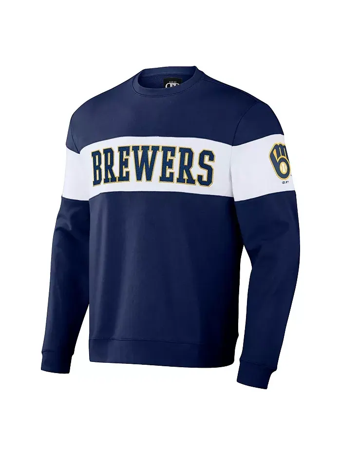 Мужской полосатый свитшот Darius Rucker Collection by Navy Milwaukee Brewers Fanatics — изображение 2 из 3