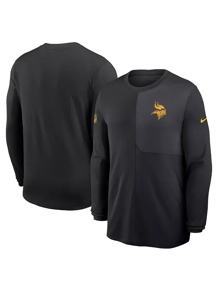 Мужская черная футболка с длинным рукавом Minnesota Vikings Sideline Coach UV Performance Nike — изображение 1 из 3