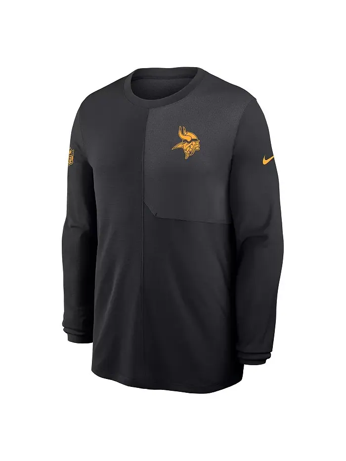Мужская черная футболка с длинным рукавом Minnesota Vikings Sideline Coach UV Performance Nike — изображение 2 из 3
