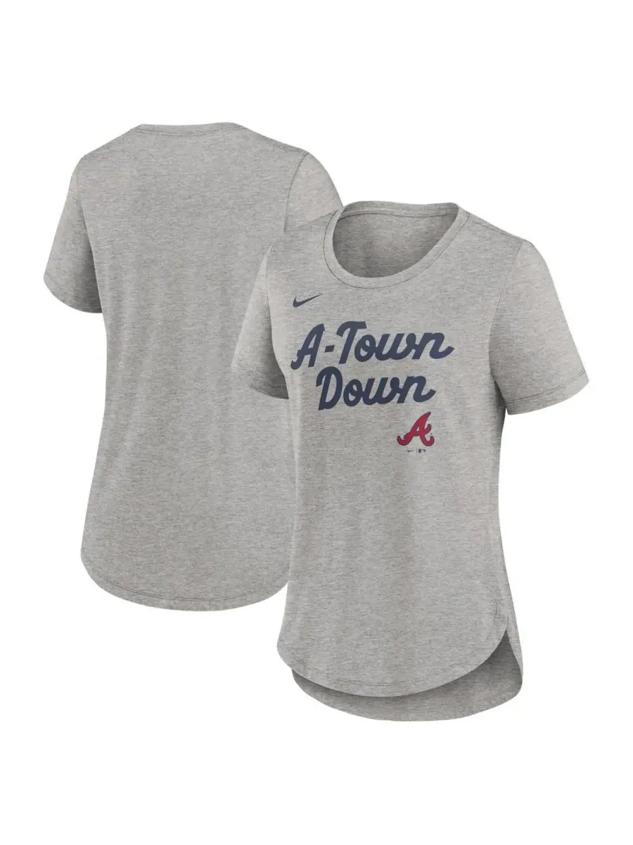 Nike Женская футболка Atlanta Braves Script Tri-Blend серого цвета — изображение 1 из 3, серый
