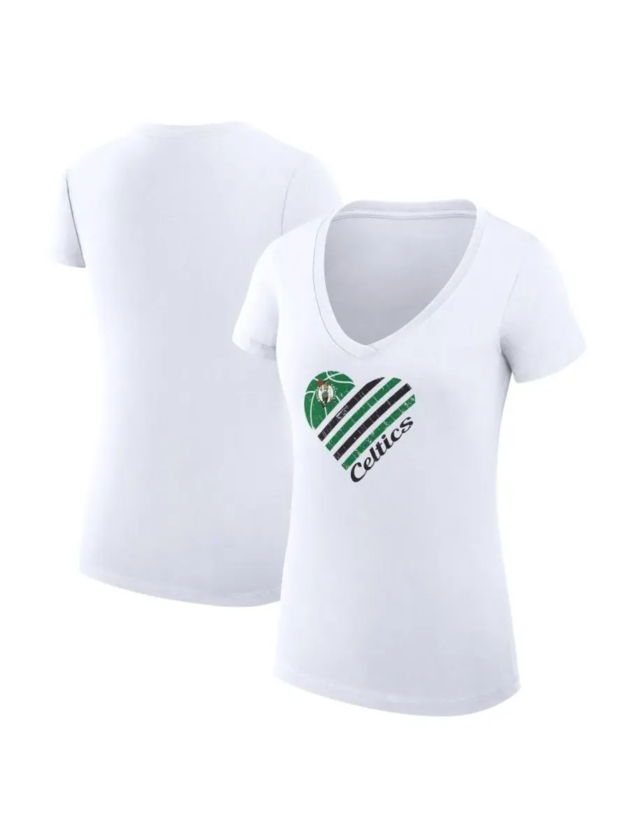 G-III 4Her by Carl Banks Женская белая футболка Boston Celtics Super-Slim Fit Lightweight Heart — изображение 1 из 3, белый