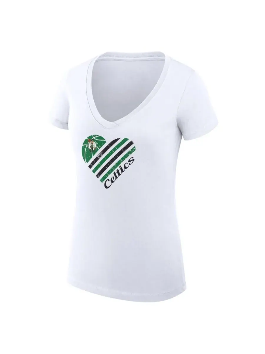 G-III 4Her by Carl Banks Женская белая футболка Boston Celtics Super-Slim Fit Lightweight Heart — изображение 2 из 3, белый
