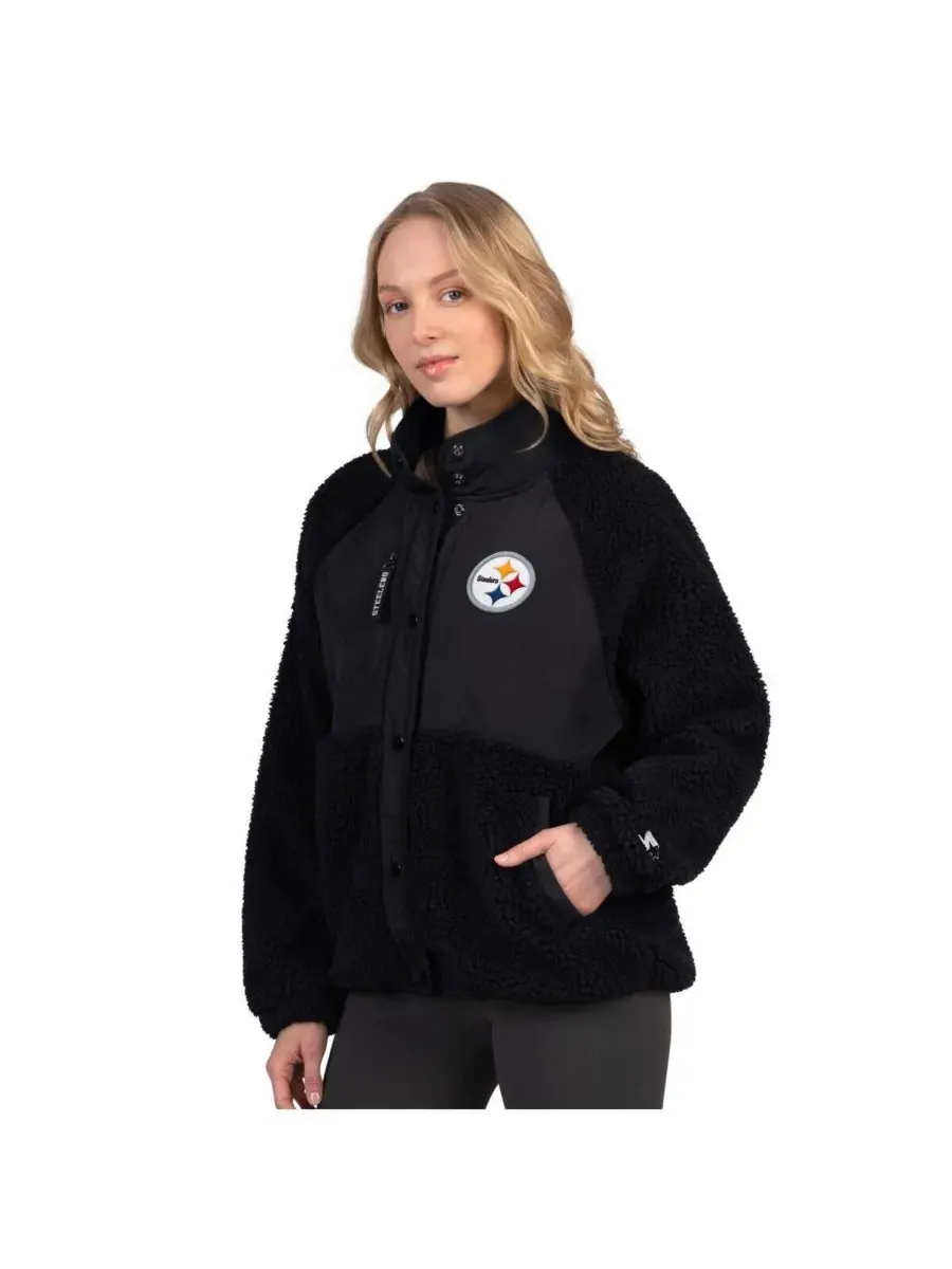 Starter Женская черная куртка Sherpa с символикой Pittsburgh Steelers On the Ball — изображение 1 из 2, черный
