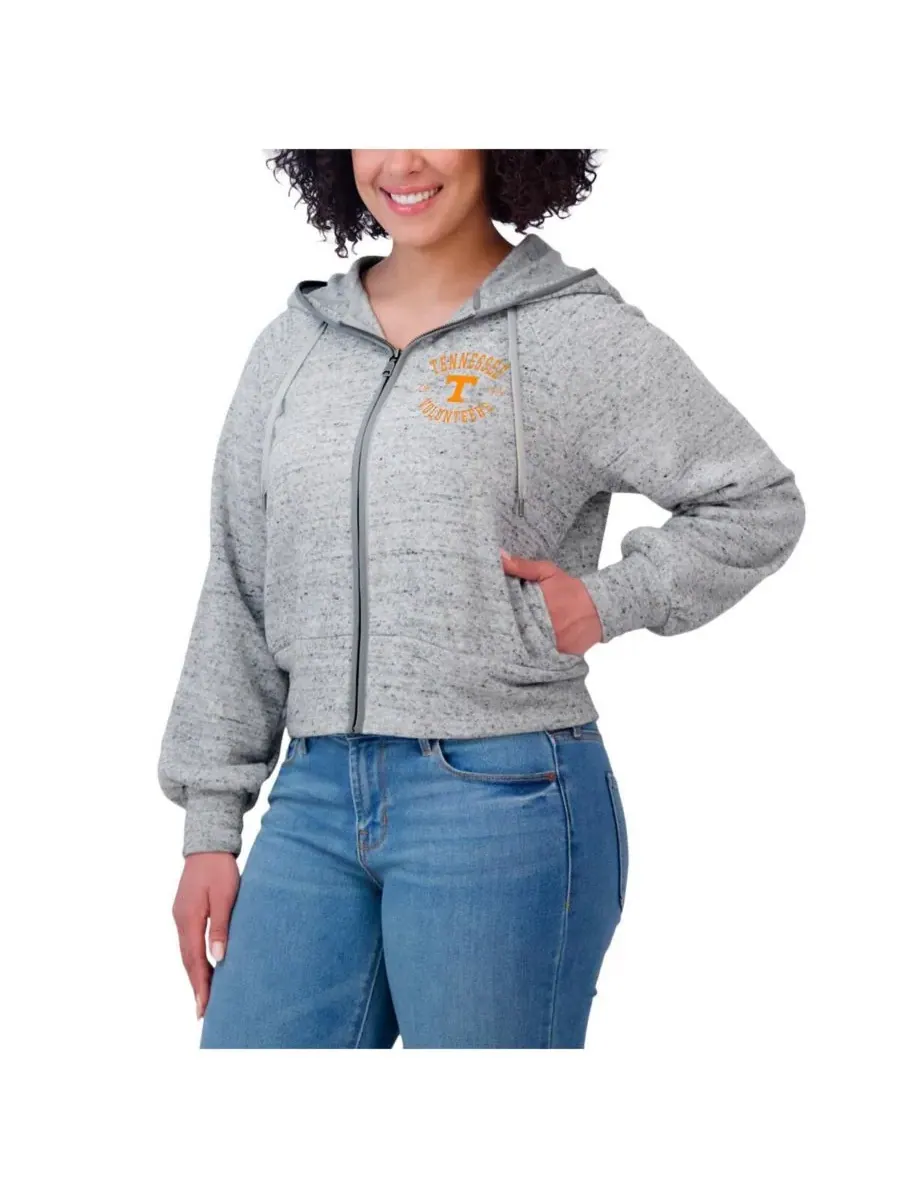 WEAR by Erin Andrews Женская толстовка с капюшоном на молнии и рукавами реглан цвета «Теннесси — изображение 3 из 5, серый