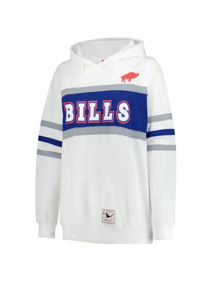 Mitchell & Ness Женская белая толстовка с капюшоном Buffalo Bills большого размера в стиле ретро с — изображение 3 из 3