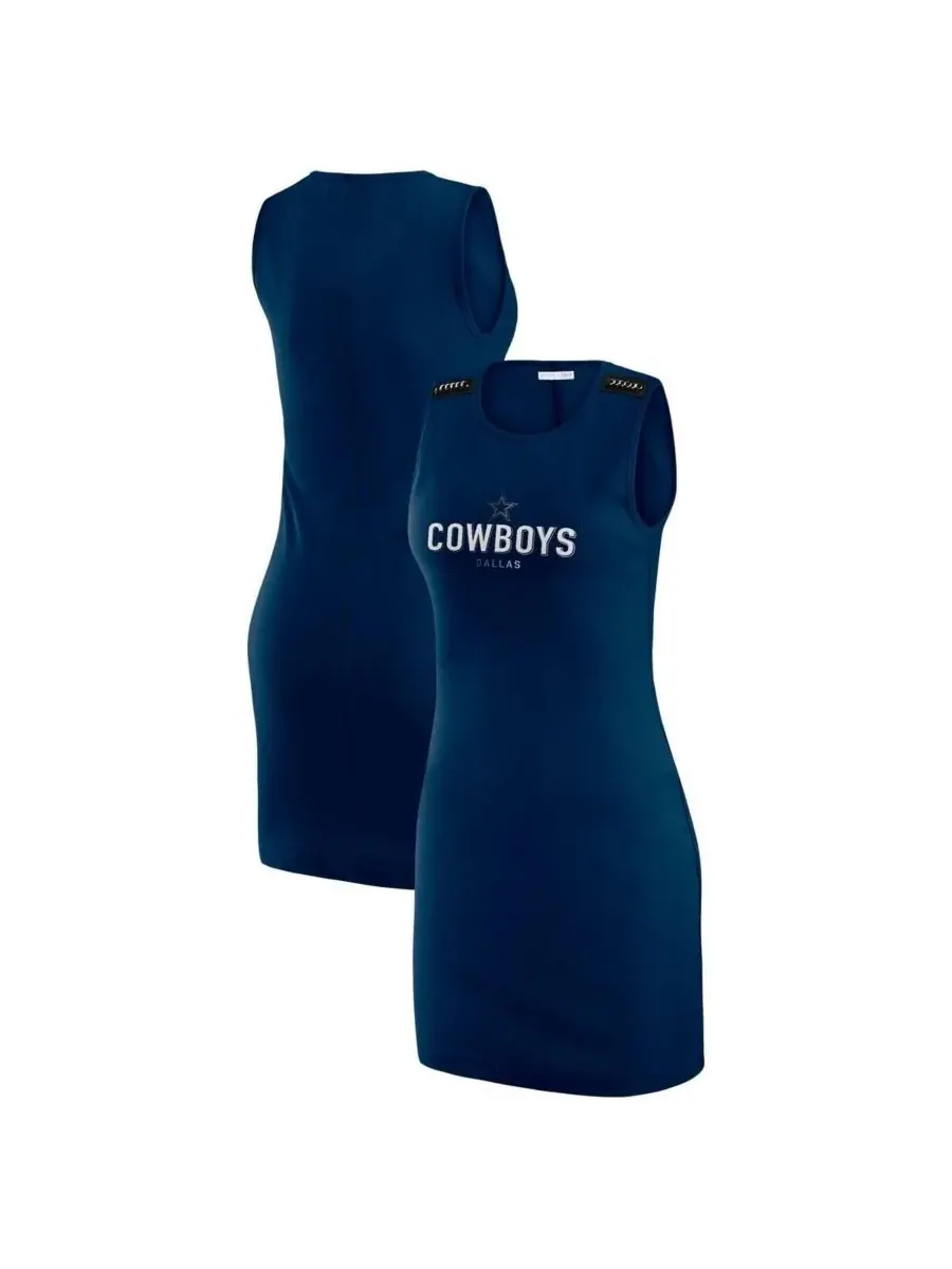 WEAR by Erin Andrews Платье-майка Gracie Hunt Women's Navy Dallas Cowboys в рубчик — изображение 1 из 3, темно-синий