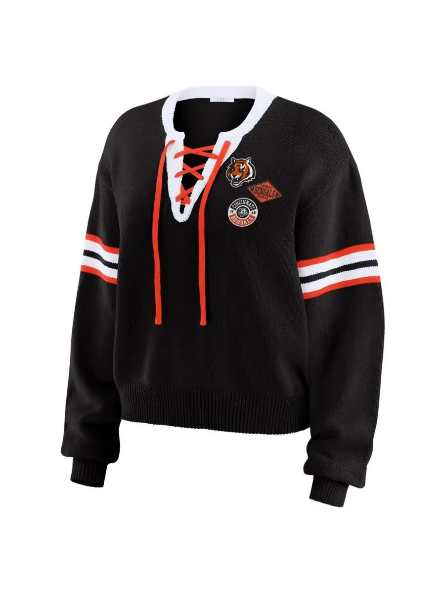 WEAR by Erin Andrews Женский черный свитер с завязками с символикой команды Cincinnati Bengals — изображение 3 из 3