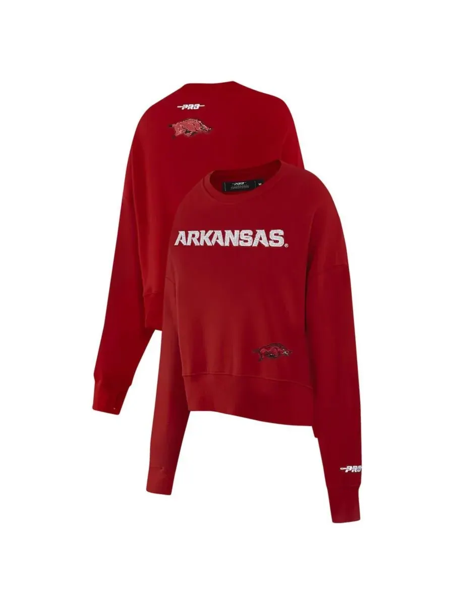 Женская укороченная толстовка свободного кроя с пайетками Cardinal Arkansas Razorbacks Pro Standard — изображение 1 из 5
