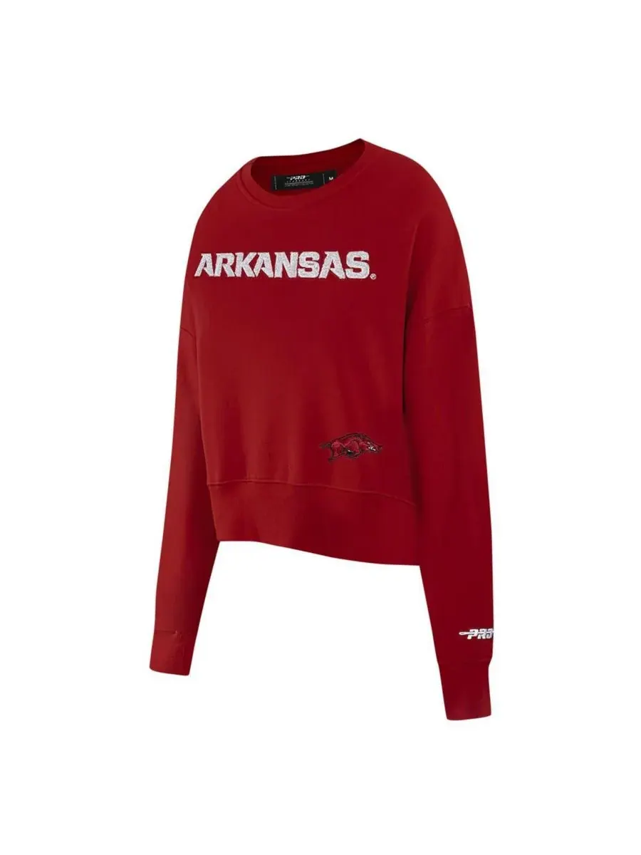 Женская укороченная толстовка свободного кроя с пайетками Cardinal Arkansas Razorbacks Pro Standard — изображение 2 из 5