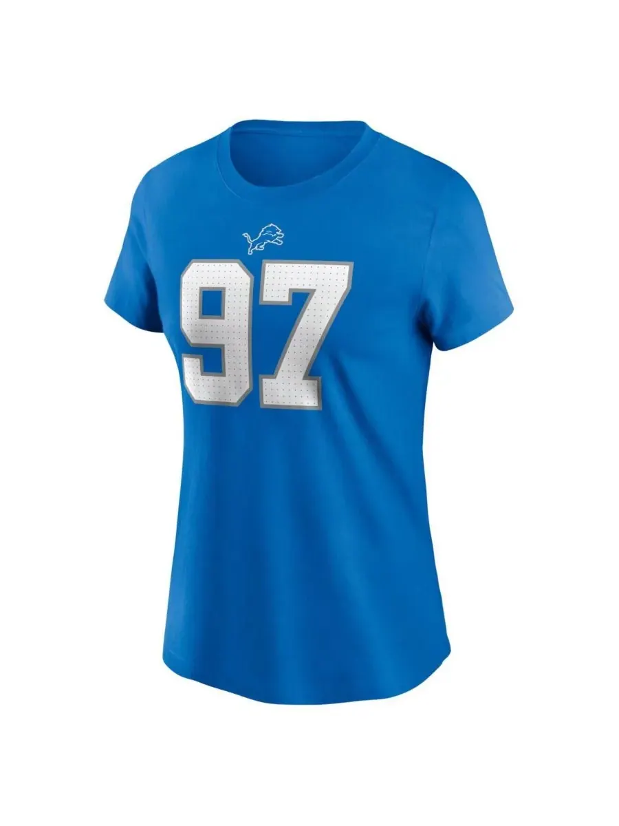 Nike Женская синяя футболка с именем и номером игрока команды Detroit Lions Эйдана Хатчинсона — изображение 2 из 3, синий