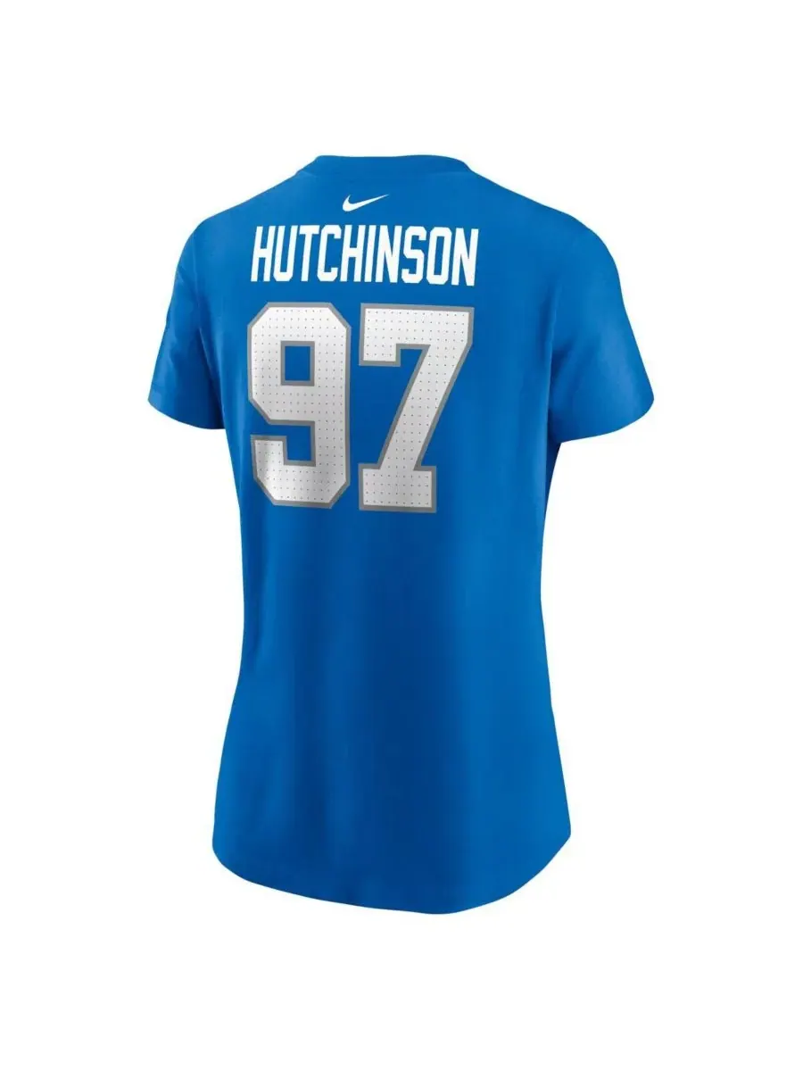 Nike Женская синяя футболка с именем и номером игрока команды Detroit Lions Эйдана Хатчинсона — изображение 3 из 3, синий