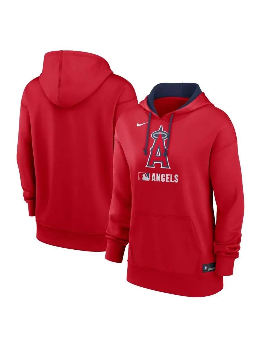 Nike Женская красная толстовка с капюшоном Los Angeles Angels из аутентичной коллекции Performance — изображение 1 из 3