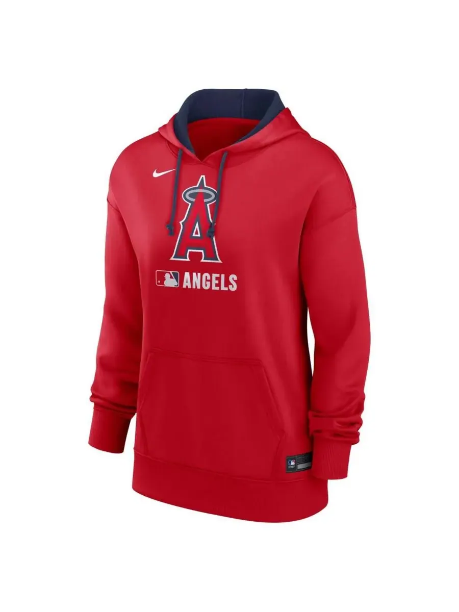 Nike Женская красная толстовка с капюшоном Los Angeles Angels из аутентичной коллекции Performance — изображение 2 из 3