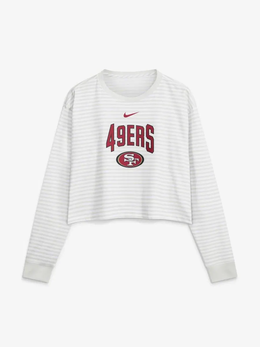 Женская футболка-кроп Nike San Francisco 49ers Loose Fit Crop Top — изображение 1 из 2, белый серый