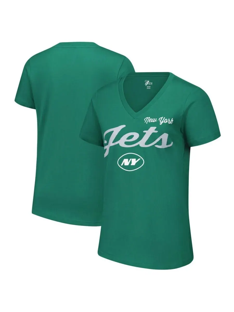G-III 4Her by Carl Banks Женская зеленая футболка New York Jets с V-образным вырезом для — изображение 1 из 3, зеленый