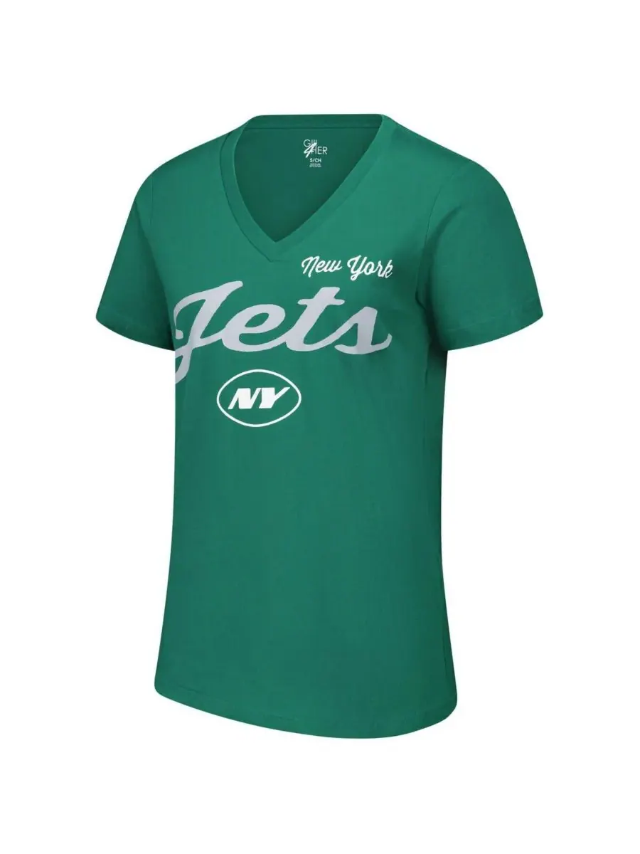 G-III 4Her by Carl Banks Женская зеленая футболка New York Jets с V-образным вырезом для — изображение 2 из 3, зеленый