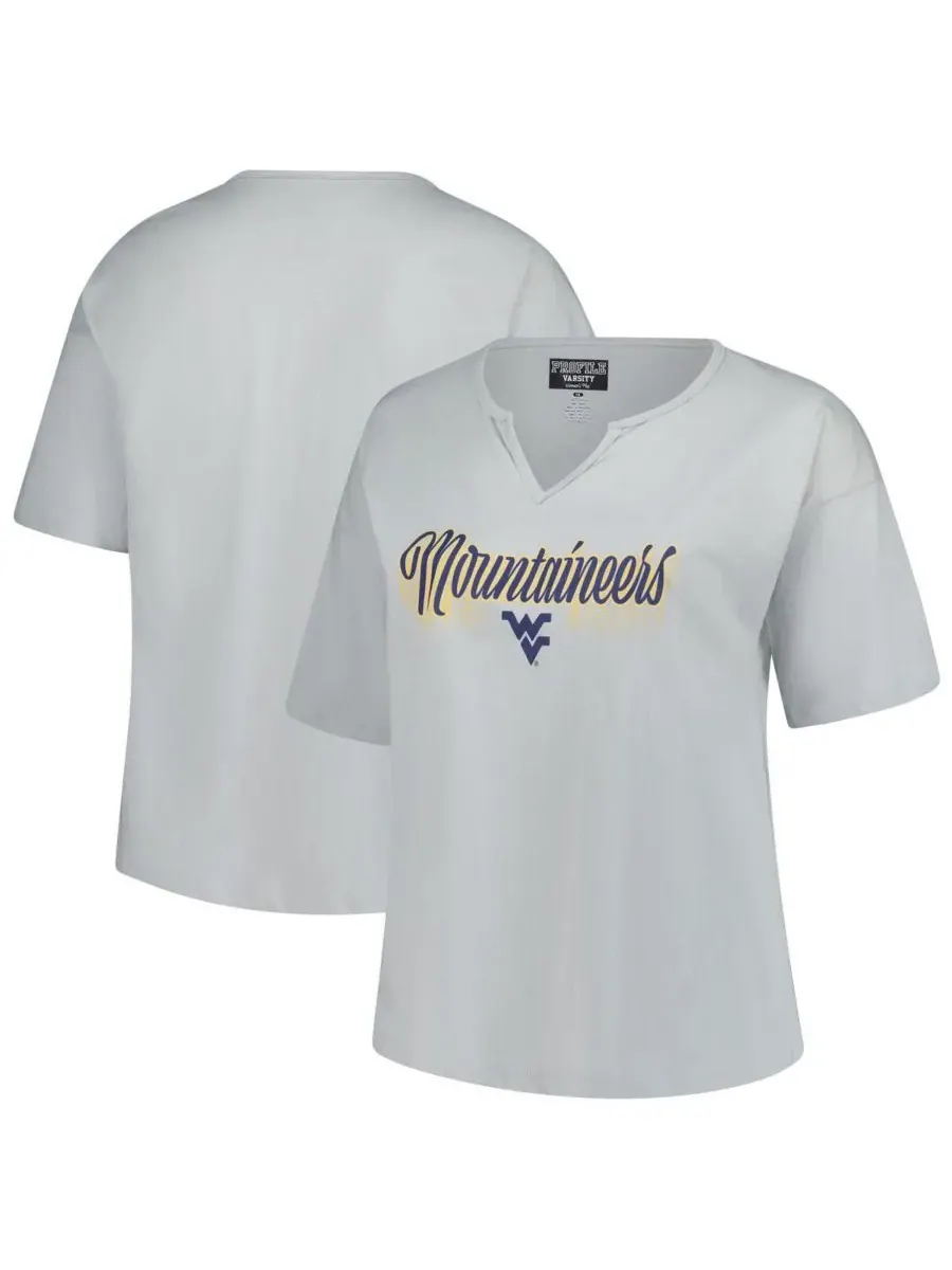 Fanatics Женская серая футболка West Virginia Mountaineers больших размеров с вырезом на воротнике — изображение 1 из 3