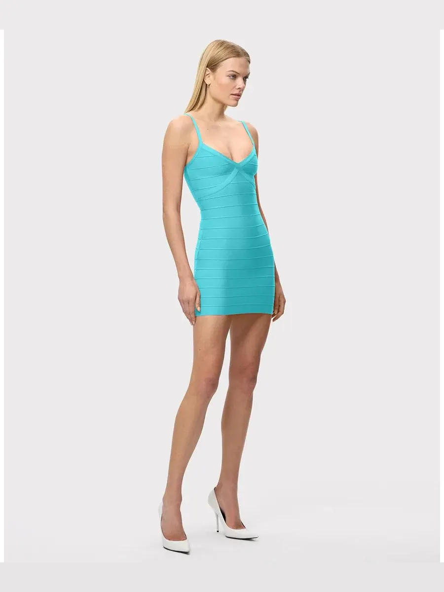 Платье мини с V-образным вырезом Herve Leger, Reef — изображение 4 из 8
