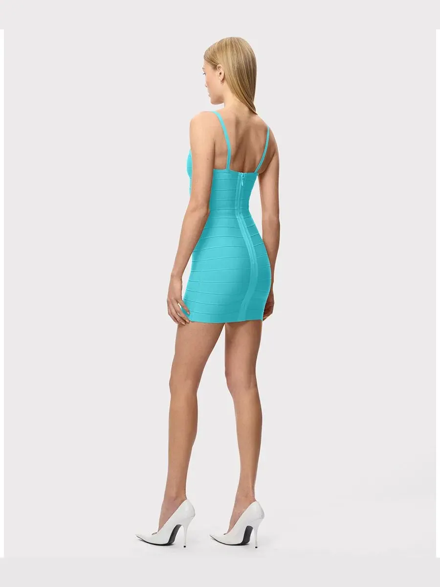 Платье мини с V-образным вырезом Herve Leger, Reef — изображение 5 из 8