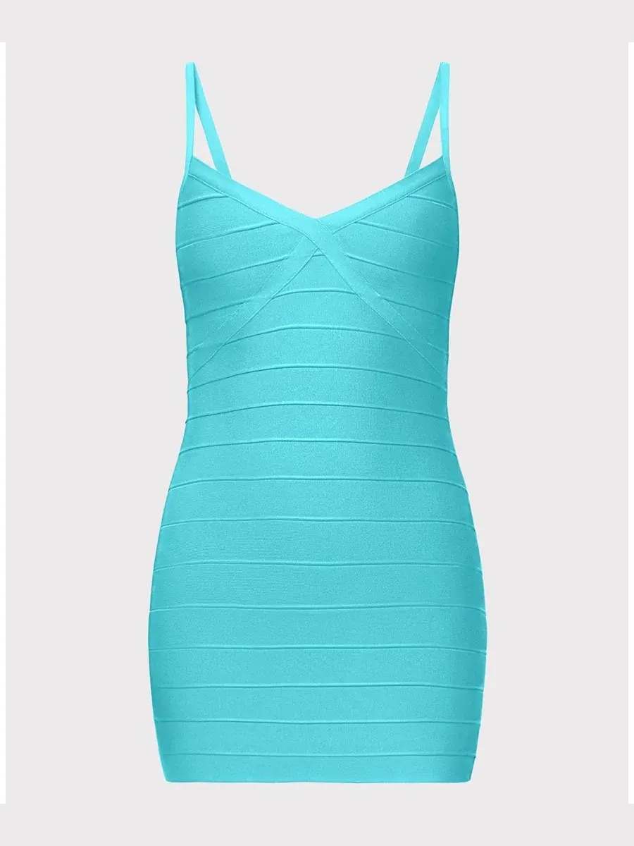 Платье мини с V-образным вырезом Herve Leger, Reef — изображение 7 из 8