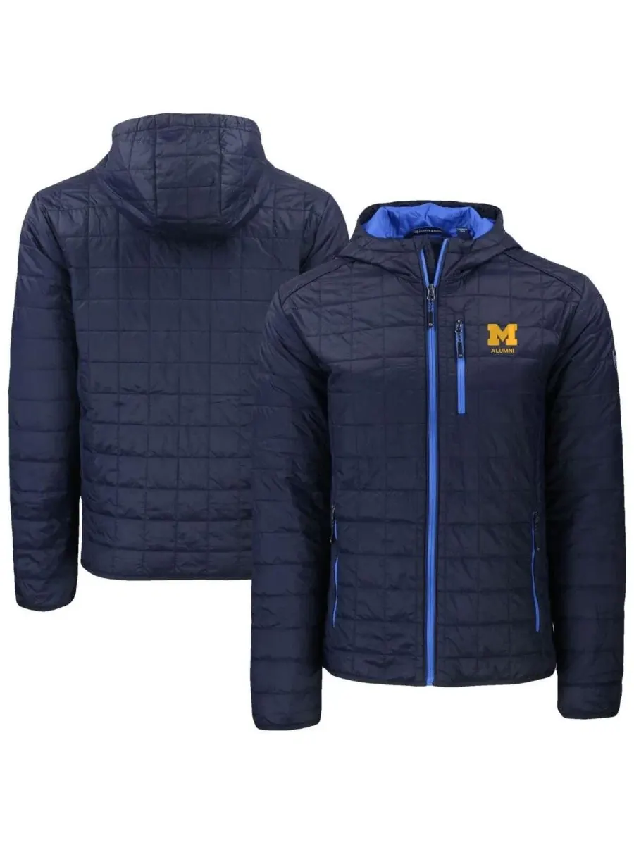 Мужская куртка Cutter & Buck темно-синего цвета Michigan Wolverines Rainier Eco PrimaLoft с — изображение 1 из 3, темно-синий