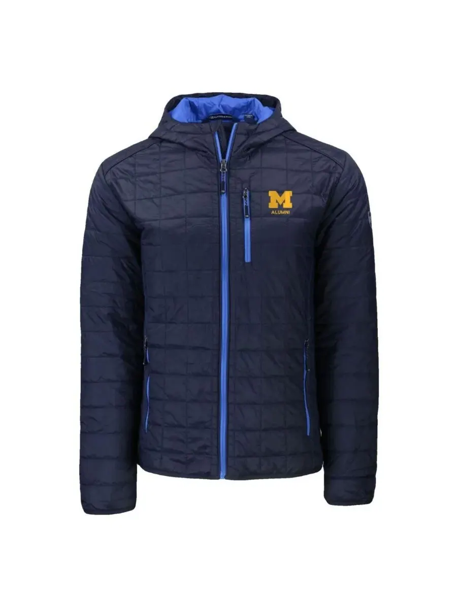 Мужская куртка Cutter & Buck темно-синего цвета Michigan Wolverines Rainier Eco PrimaLoft с — изображение 2 из 3, темно-синий