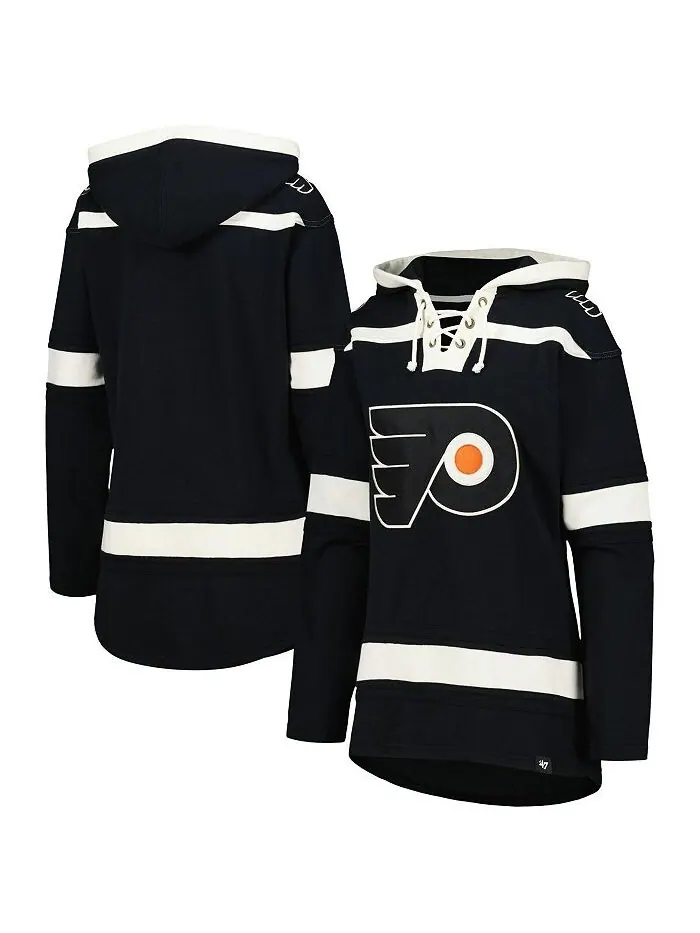 Женский черный пуловер с капюшоном Philadelphia Flyers Superior со шнуровкой '47 Brand — изображение 1 из 3