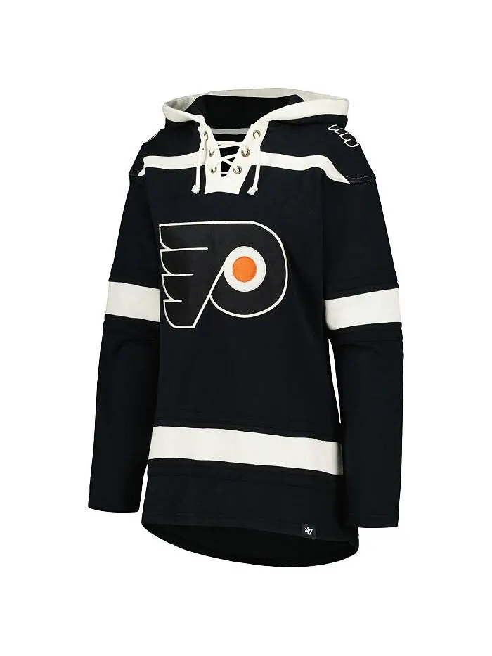 Женский черный пуловер с капюшоном Philadelphia Flyers Superior со шнуровкой '47 Brand — изображение 2 из 3