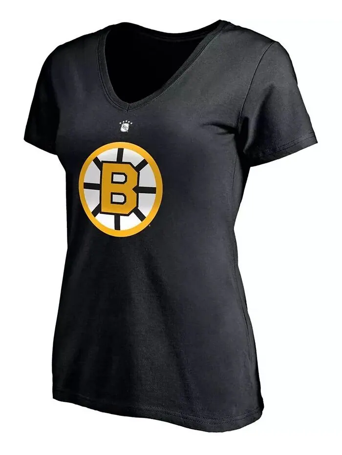 Женская черная футболка с v-образным вырезом Willie O'Ree Boston Bruins Authentic Stack, имя и — изображение 2 из 3
