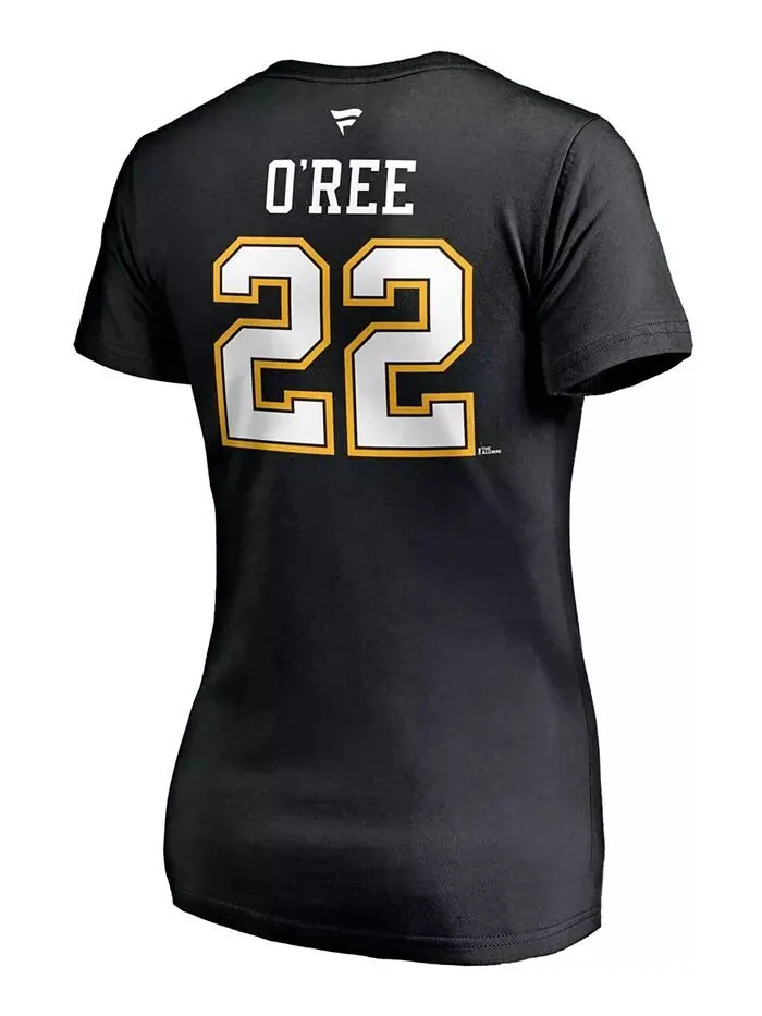 Женская черная футболка с v-образным вырезом Willie O'Ree Boston Bruins Authentic Stack, имя и — изображение 3 из 3