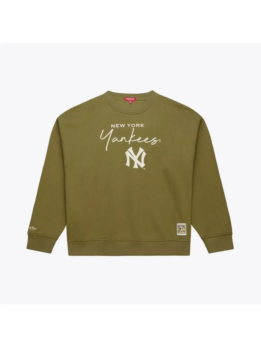 Женский свитшот из флиса Cooperstown Collection New York Yankees Mitchell & Ness — изображение 1 из 4, оливковый