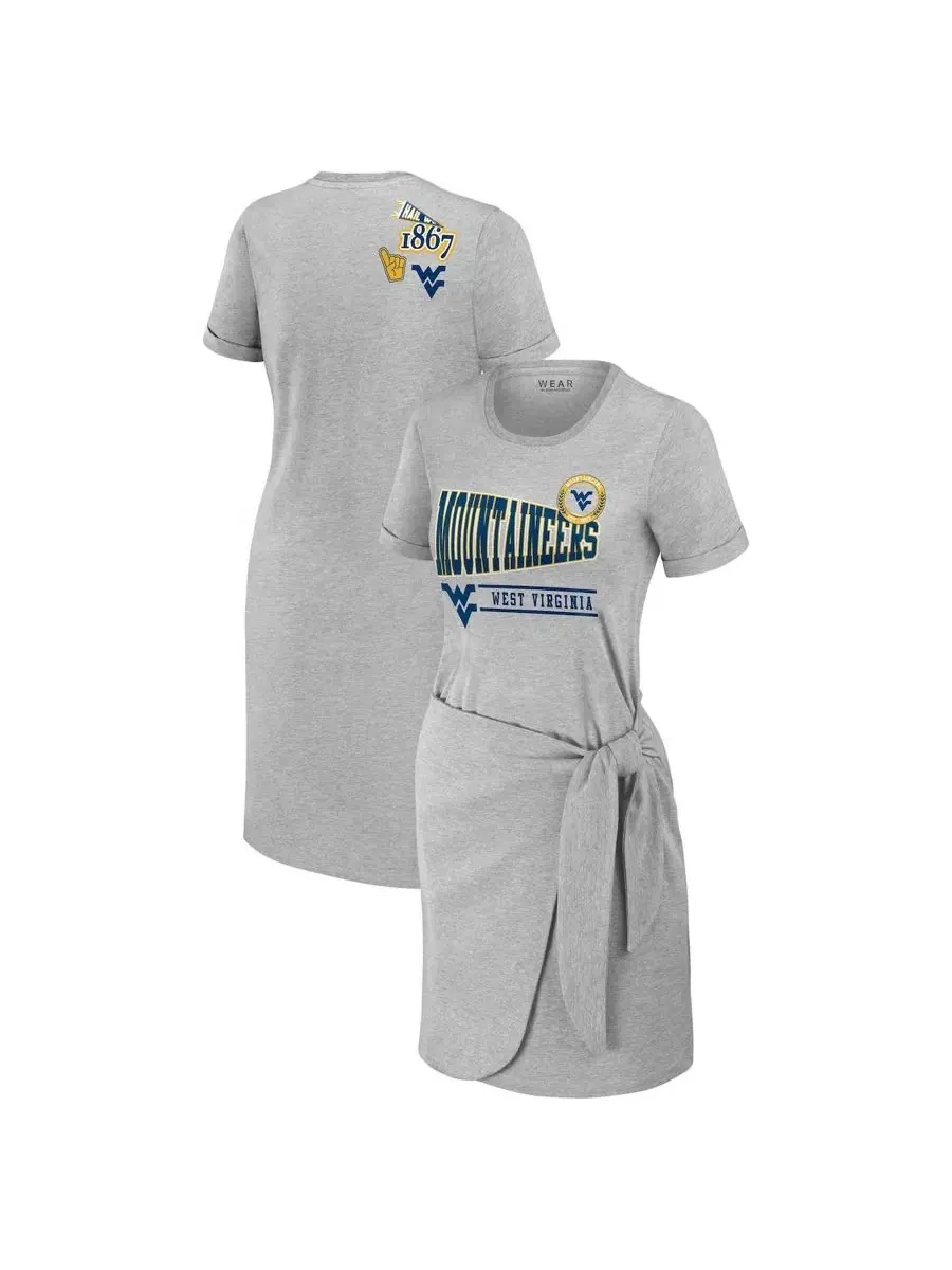 Женское платье-футболка с узлом Heather Gray West Virginia Mountaineers WEAR by Erin Andrews — изображение 1 из 3, серый