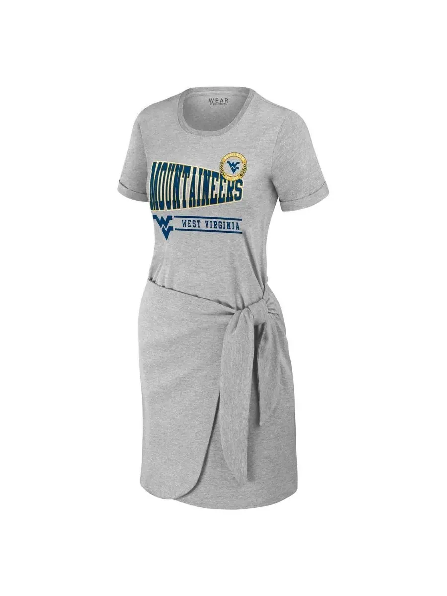 Женское платье-футболка с узлом Heather Gray West Virginia Mountaineers WEAR by Erin Andrews — изображение 2 из 3, серый