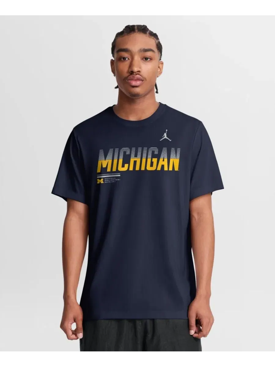 Футболка с коротким рукавом Michigan Wolverines Sideline Legend Dri-FIT Jordan — изображение 1 из 5, темно-синий