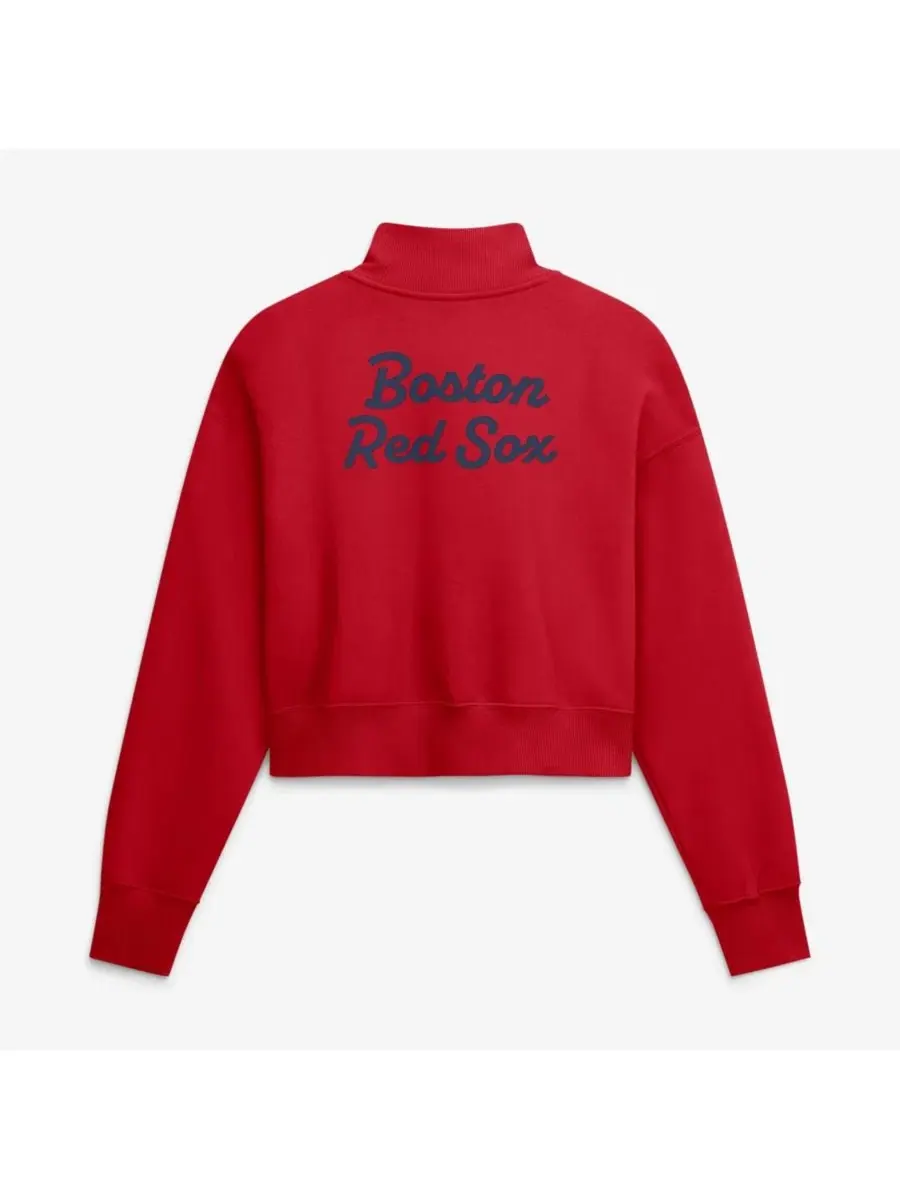 Толстовка Nike Boston Red Sox Primetime Phoenix полузастежка, оверсайз, из футера — изображение 2 из 5, красный