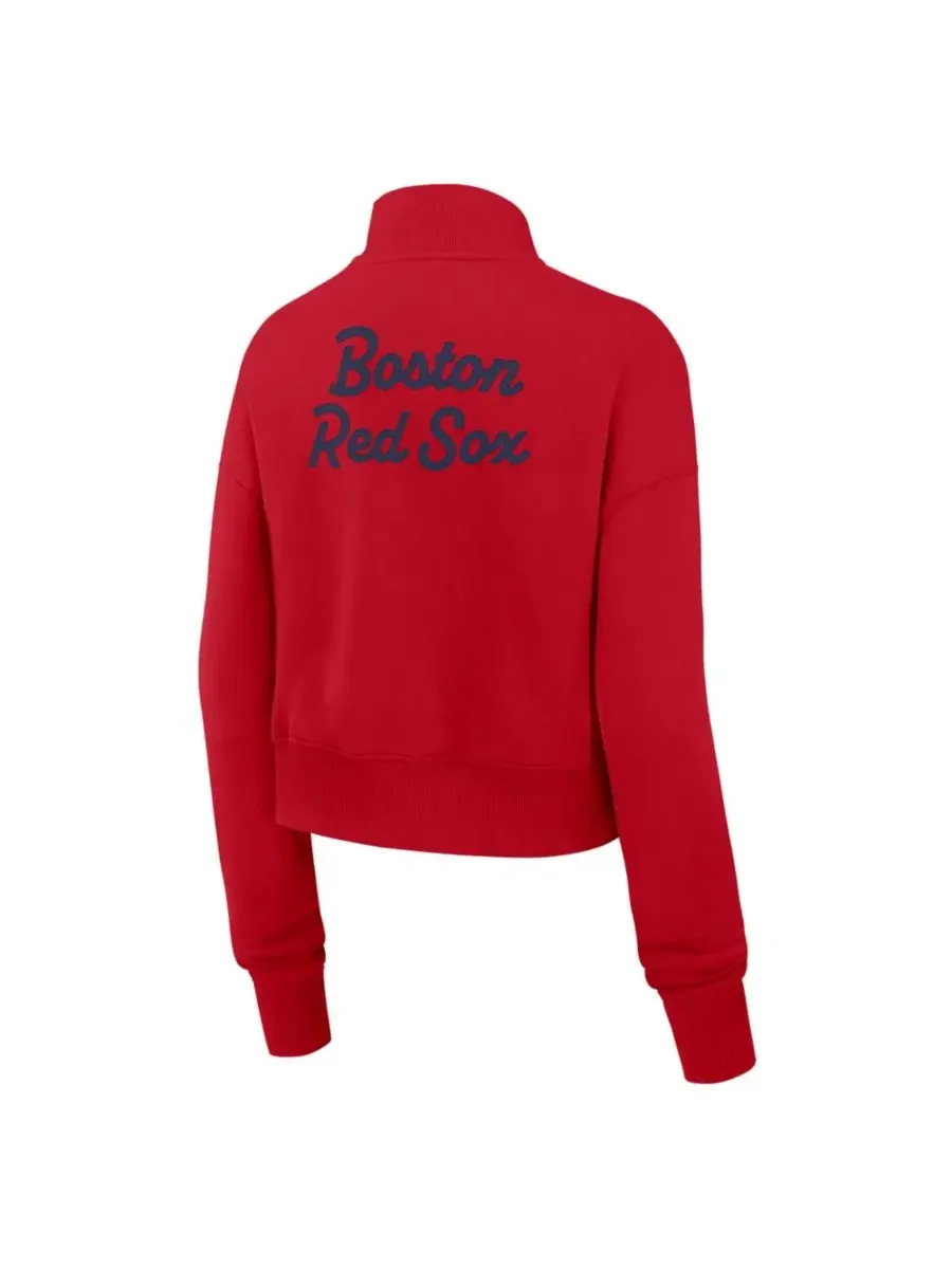 Толстовка Nike Boston Red Sox Primetime Phoenix полузастежка, оверсайз, из футера — изображение 5 из 5, красный