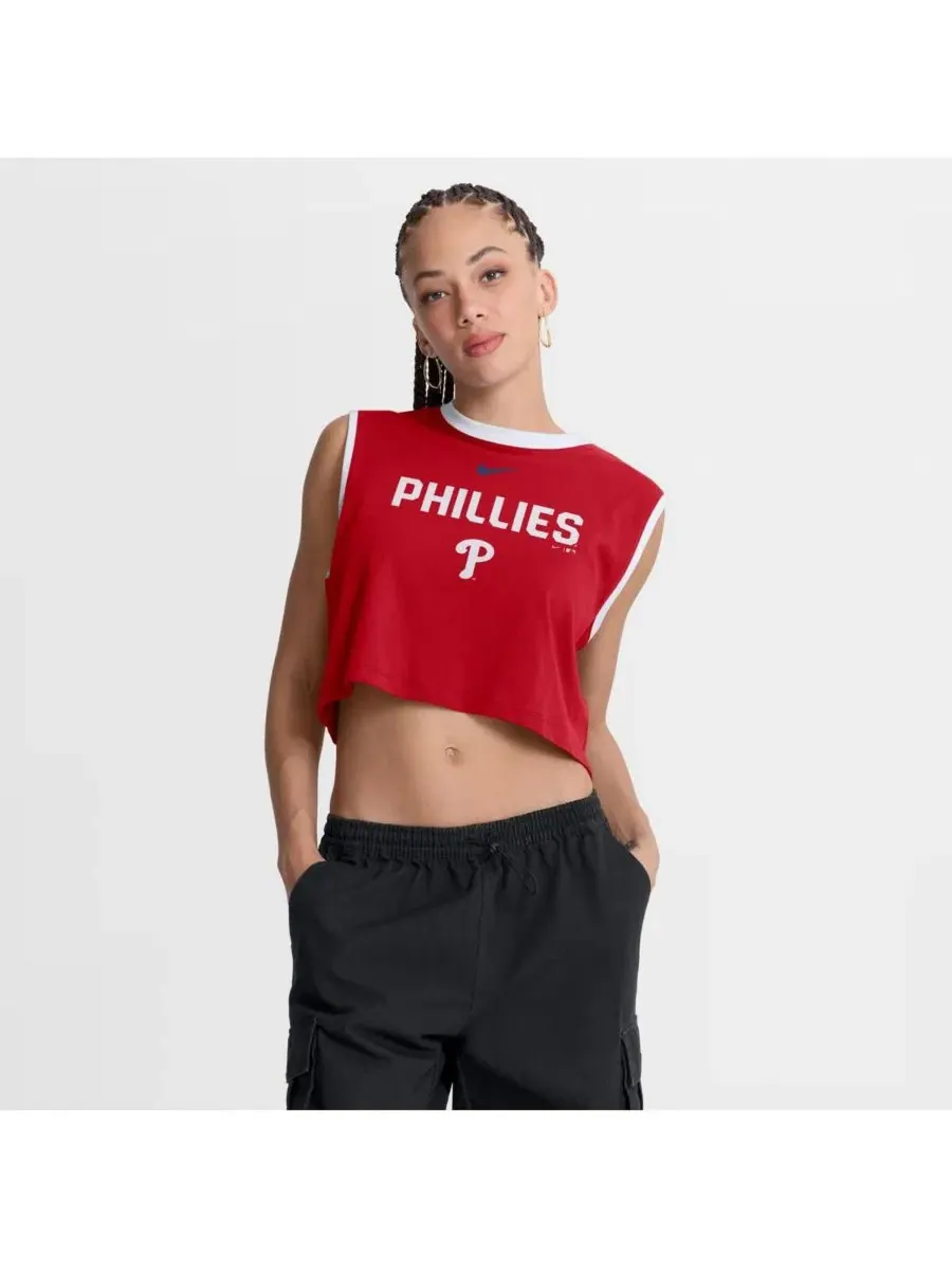 Топ-кроп без рукавов Philadelphia Phillies Primetime Loose Dri-FIT Nike — изображение 1 из 4, красный белый