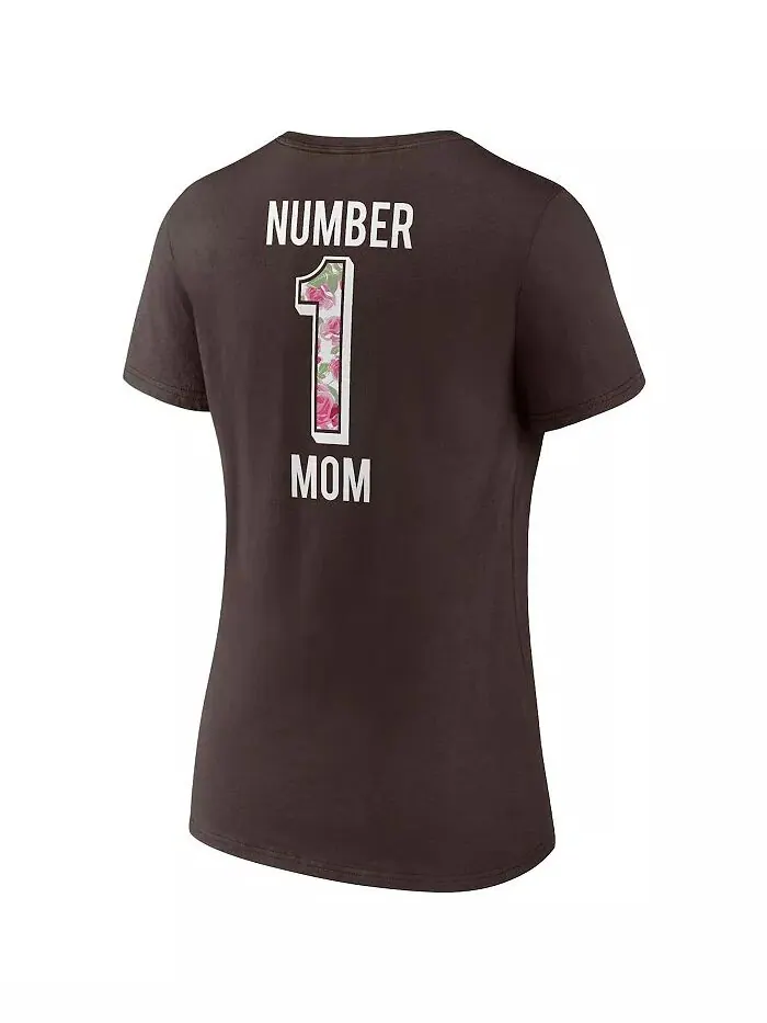 Женская коричневая футболка Cleveland Browns Team Mother's Day с V-образным вырезом Fanatics — изображение 3 из 3