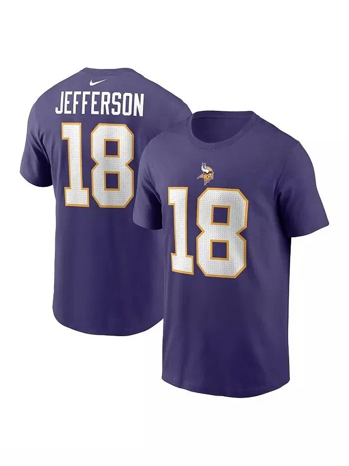 Мужская футболка Justin Jefferson Purple Minnesota Vikings Classic с именем и номером игрока Nike — изображение 1 из 3