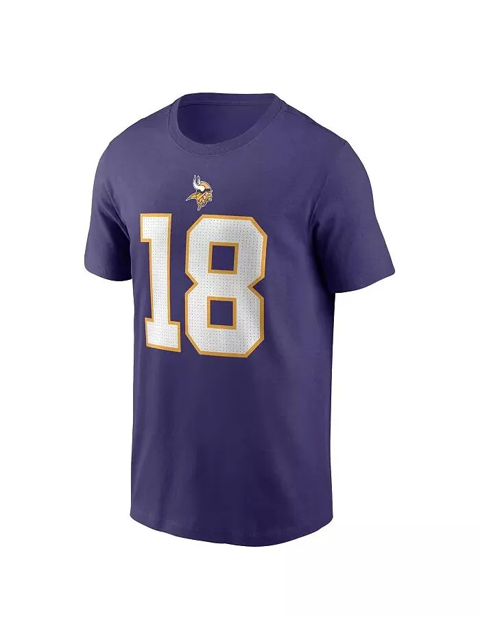 Мужская футболка Justin Jefferson Purple Minnesota Vikings Classic с именем и номером игрока Nike — изображение 2 из 3