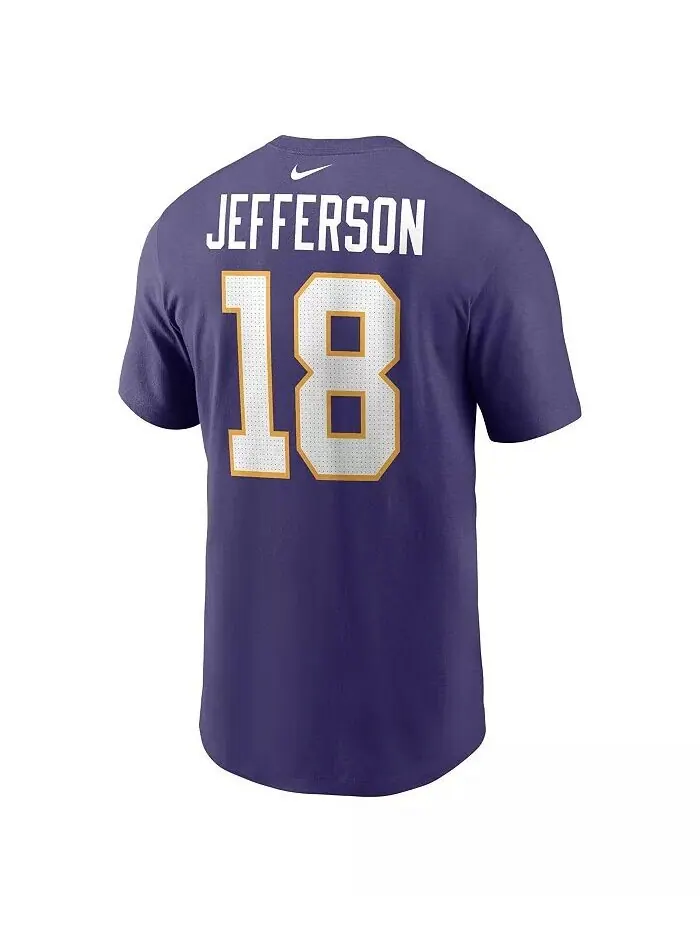 Мужская футболка Justin Jefferson Purple Minnesota Vikings Classic с именем и номером игрока Nike — изображение 3 из 3